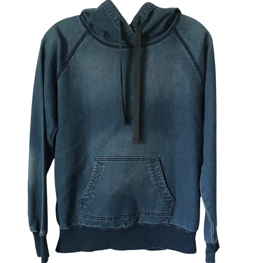 Gap Hoodie Small Womens Denim Knit Light Indigo Blue Distressed Wash Small